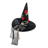 Witches Hat with Roses & Skeleton Hand