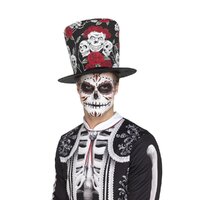 Day of the Dead Skull & Rose Top Hat