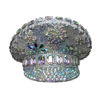 Festival Cap - Silver with Crystal Flowers