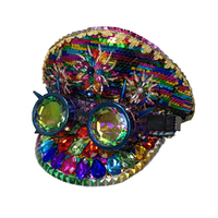 Rainbow Festival Hat with Crystals & Goggles