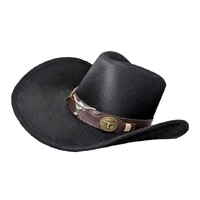 Cowboy Hat - Deluxe Black Suede with Animal Motifs