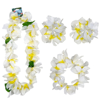 Hawaiian White Frangipani Lei Set