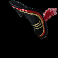 Pirate Hat - Black Velvet with Gold Sequin & Feather Trim