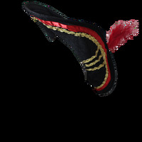 Pirate Hat - Black Velvet with Gold Sequin & Feather Trim