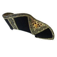 Pirate Hat - Black with Animal Print Trim