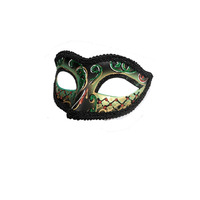 Glitter Swirl Masquerade Mask - Green Gold Red