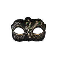 Glitter Swirl Masquerade Mask - Silver Green Gold
