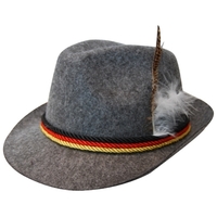 Oktoberfest Grey German Hat with Feather