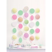 Pastel Hanging Circle Decorations - Paper & Foil Stamp