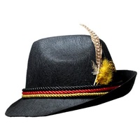 Oktoberfest Black German Hat with Feather