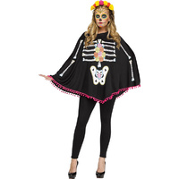 Day of the Dead Skeleton Womens Poncho