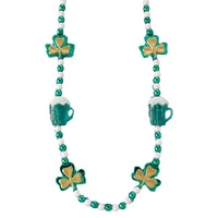 St Patricks Day Beer & Shamrocks Necklace