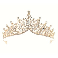 Gold Marquise Tiara with White Crystals