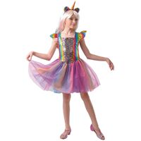 Rainbow Glitter Unicorn Girls Costume