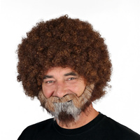 Bob Ross Inspired Afro Wig & Beard - Brown