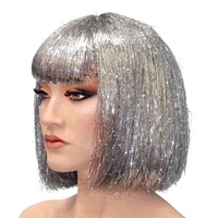 Disco Silver Tinsel Wig