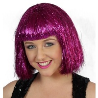 Disco Pink Tinsel Wig