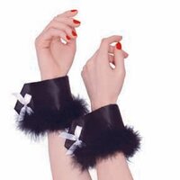 Fancy Black Feathered Wrist Cuffs