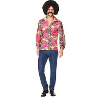 Hippie Flower Power Men's Shirt - Pink Tropical Print