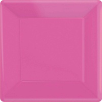 Paper Plates 23cm Square 20 Pk - Bright Pink
