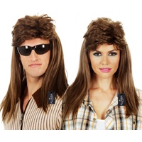 80s Brown Bogan Mullet Wig