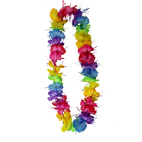 Tropical Hawaiian Lei - Bright Rainbow with Tinsel