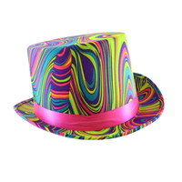 Rainbow Neon Mad Top Hat