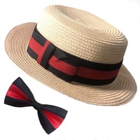 1920s Straw Boater & Bow Tie Set