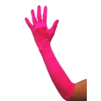 Long Pink Satin Gloves