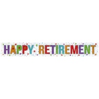 Happy Retirement Holographic Foil Banner - 2.7m