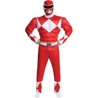 Power Rangers Red Mens Muscle Costume - One Size