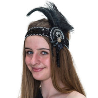 1920s Flapper Headpiece - Luxe Silver & Black