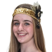 1920s Flapper Headpiece - Gold & Black