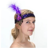 1920s Flapper Headpiece - Luxe Purple & Gold