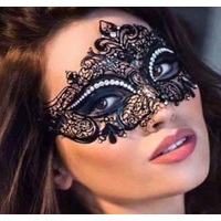 Fleur Filigree Masquerade Eye Mask with Crystals