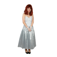 1980s Prom Dress - Silver Hire Costume*