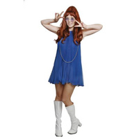 Go-Go Sleeveless Mini - Blue Accordian Pleat Hire Costume*