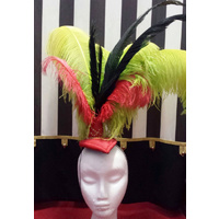 Showgirl Feathered Headpiece - Red Yellow & Black Hire Costume*