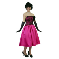 1950s Pink & Black Evening Dress Hire Costume*