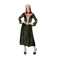 Medieval Costume - Black Velvet Gown with Red & Gold Brocade Hire Costume*