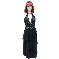 Evening Gown - Black Sequin & Chiffon Hire Costume*