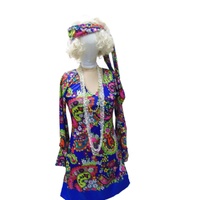 Go-Go Sleeveless Mini - Blue Floral Psychedelic Hire Costume*