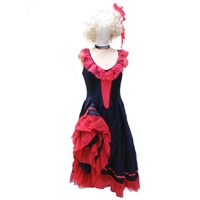 Spanish - Red & Black Gathered Dress Hire Costume*