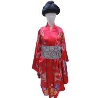 Japanese Kimono - Red with Bird & Dragon Print Hire Costume*