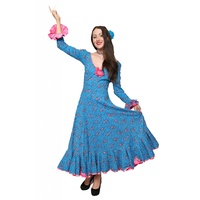 Flamenco - Blue & Pink Floral Dress Hire Costume*
