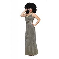 1970s Disco Dress - Long Gold Lamé Hire Costume*