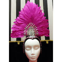 Showgirl Feathered Headpiece - Pink Hire Costume*
