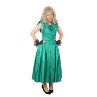 1980s Prom Dress - Green Ruched Hire Costume*