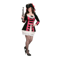 Pirate Girl - Red & Black Coat Dress Hire Costume*