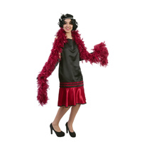 Flapper Dress - Sultry Black & Red Satin Hire Costume*